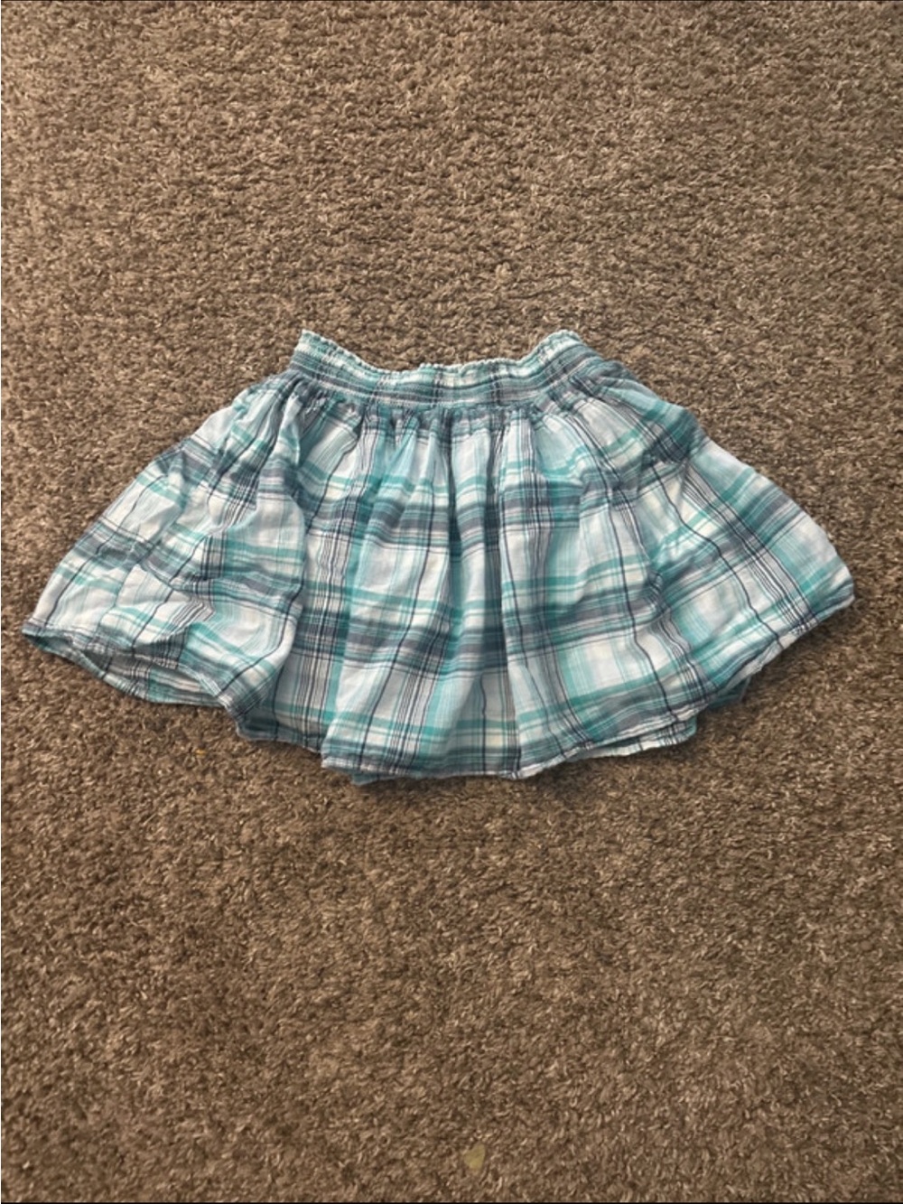 Girls Large Plaid Skirt in Light Blue and White